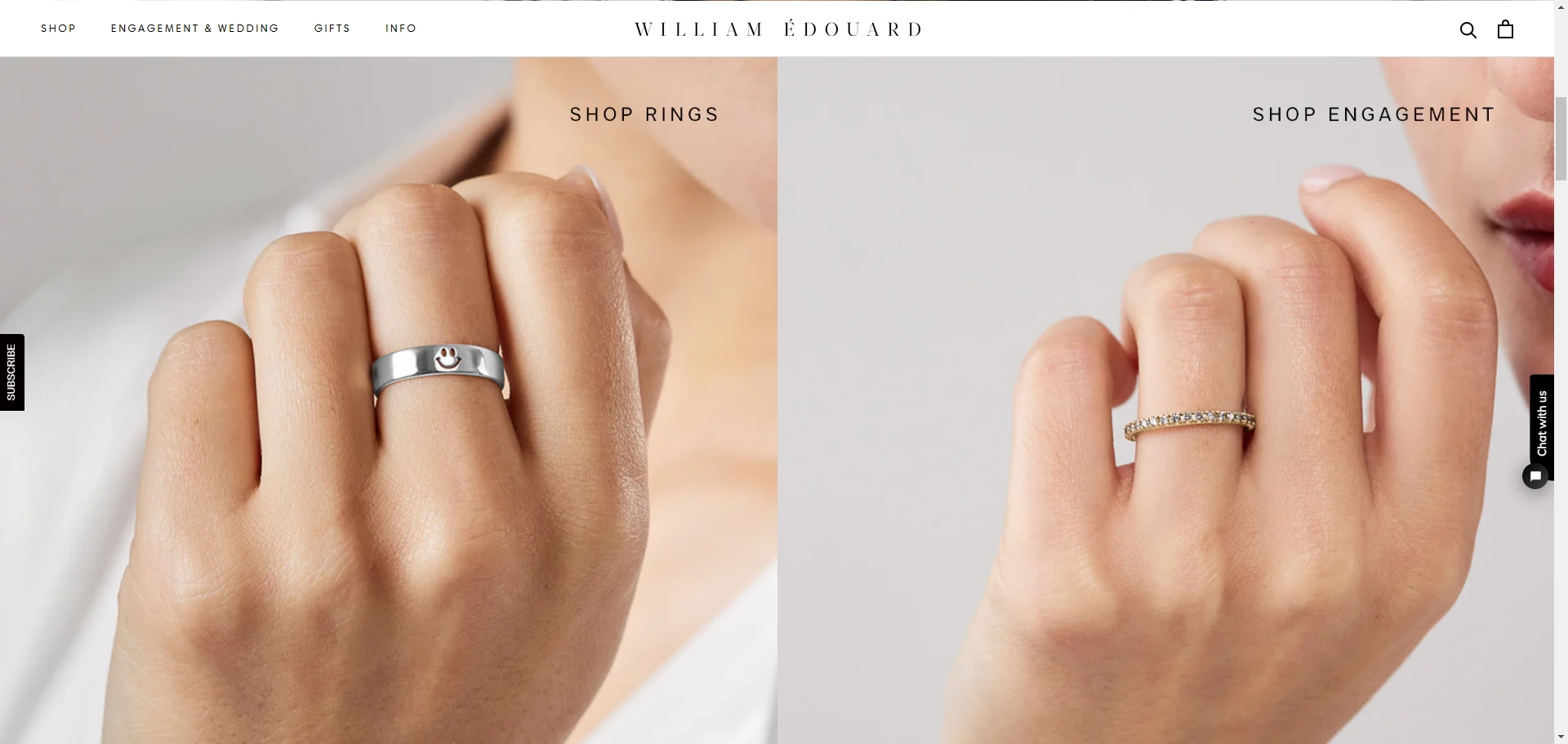 williamedouard Shop Ring & Shop Engagement Ring Collections Banner Implementation Screenshot