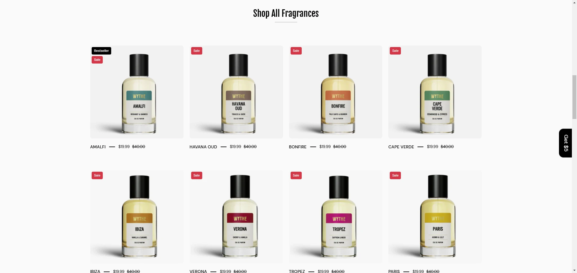 WYTHEC unisex parfum collection page Implementation Screenshot
