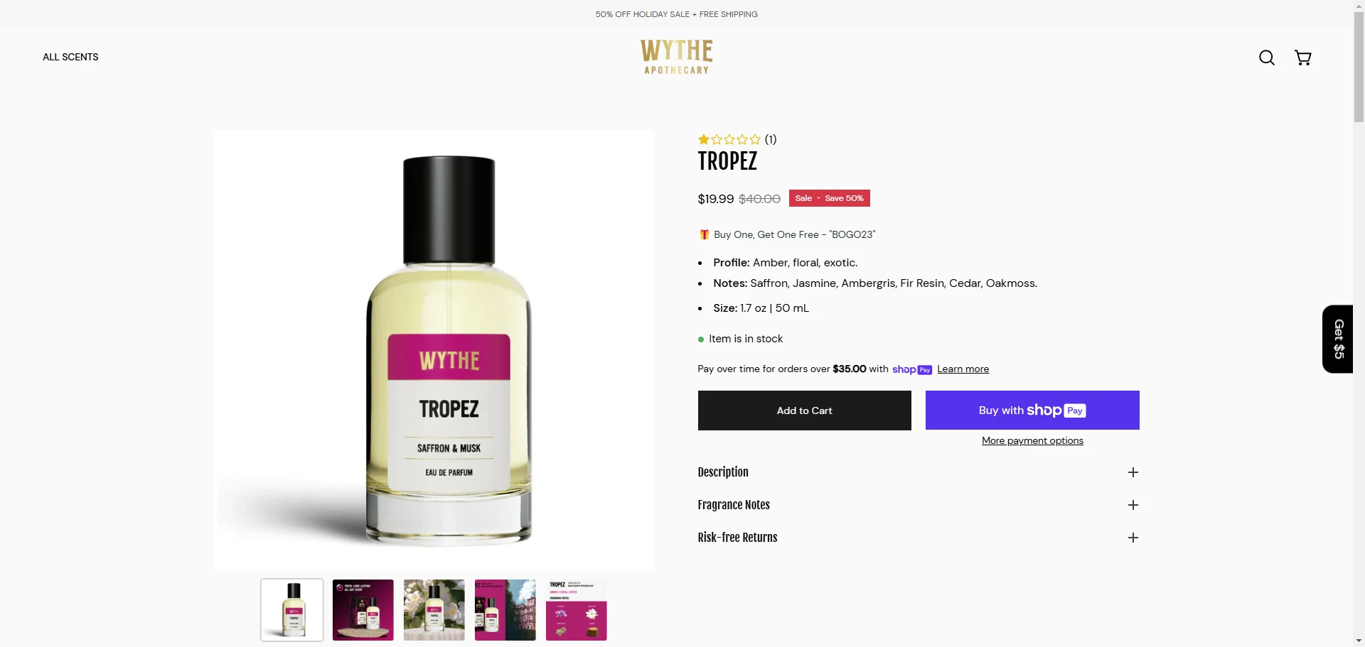 WYTHEC unisex parfum Product page Implementation Screenshot