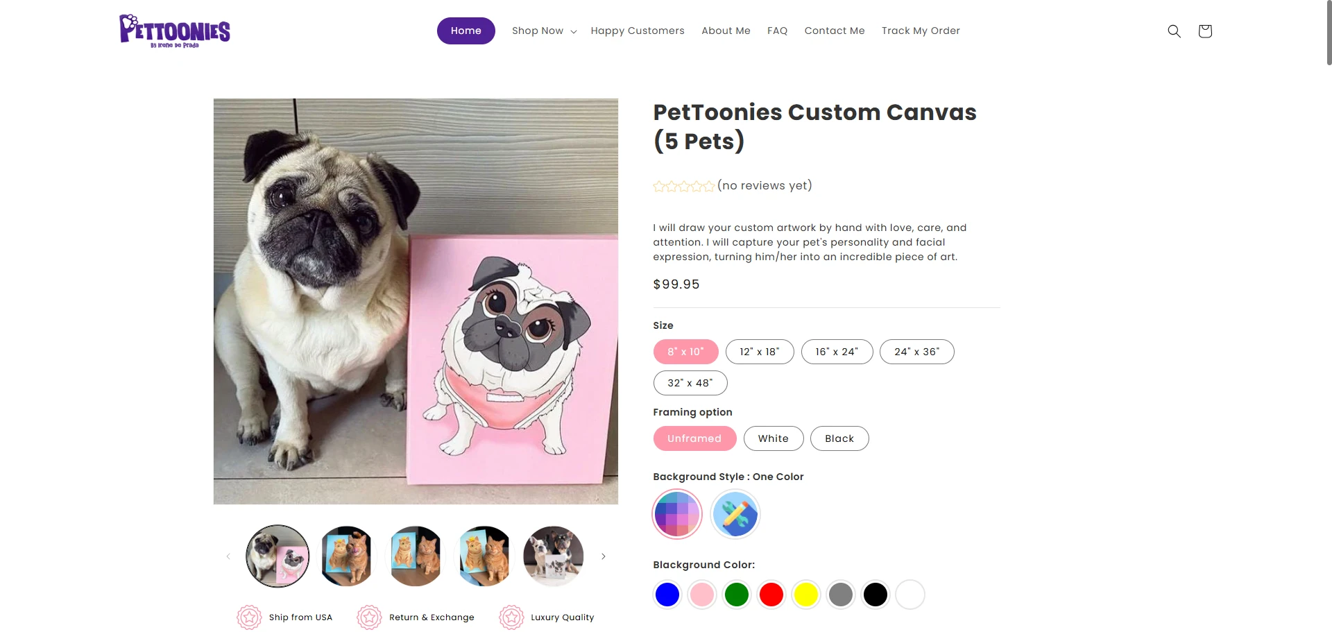 Pettoonies Product page Implementation Screenshot