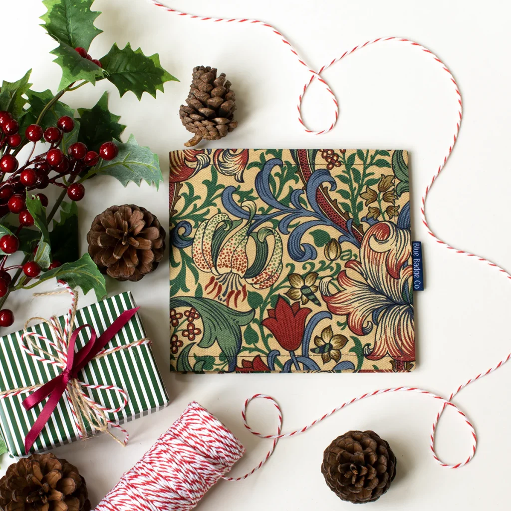 Permit Cover in William Morris Golden Lily Christmas Lifestyle square 1024x1024