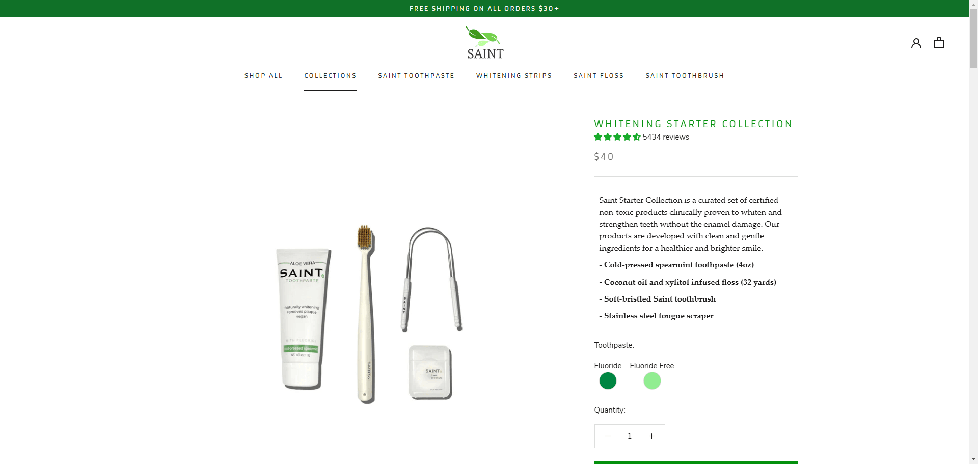 Saint Product page Implementation Screenshot