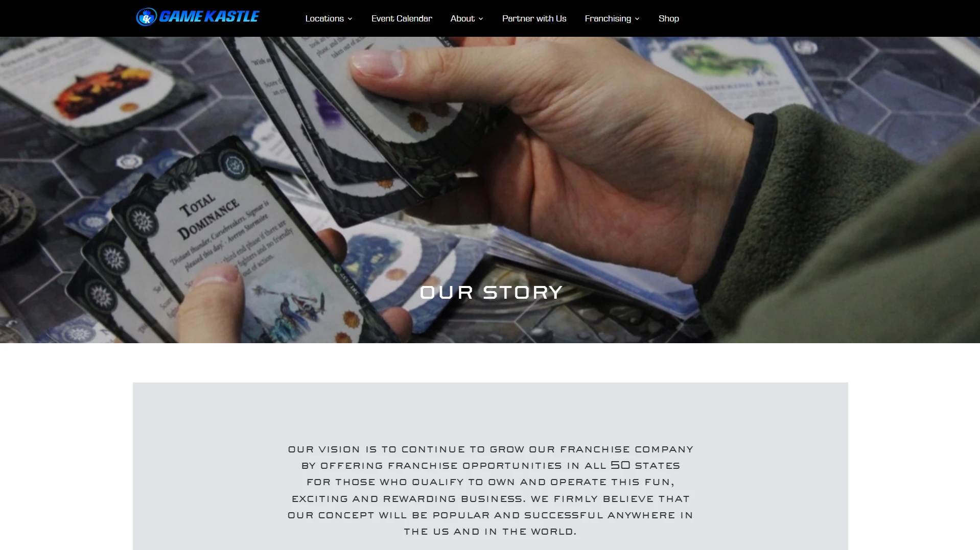 Game Kastle our-story Page Implementation Screenshot