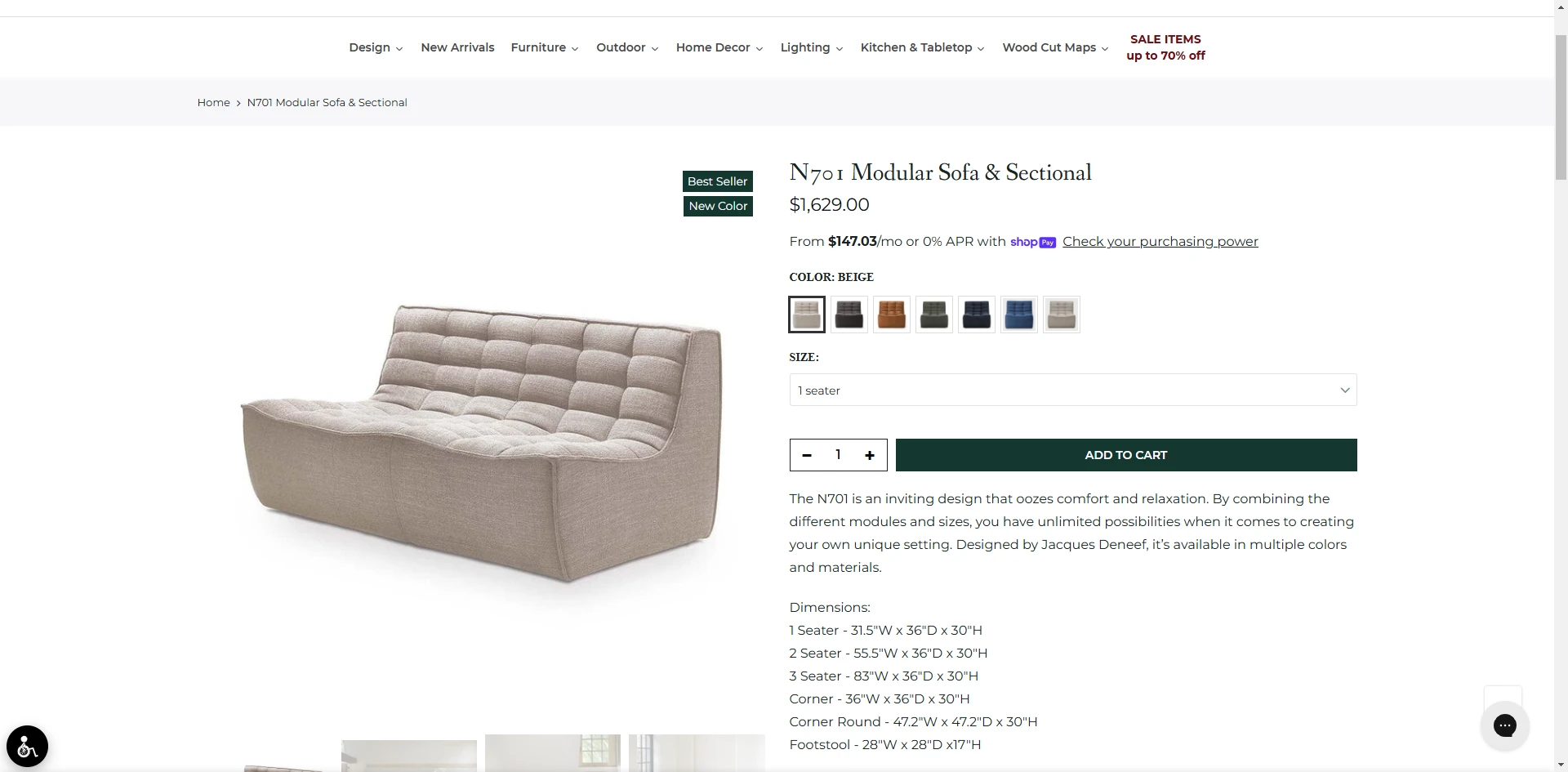 Makker & Moss Product page Implementation Screenshot