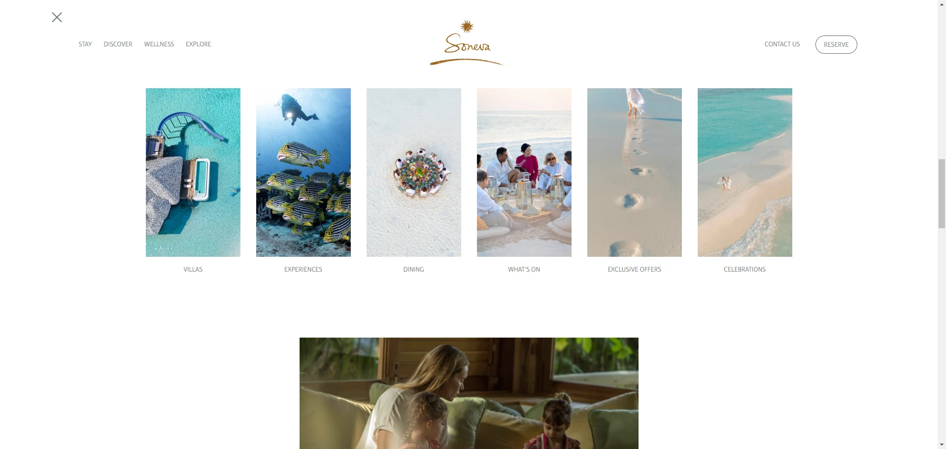 Soneva Celebrations and events page Implementation Screenshot