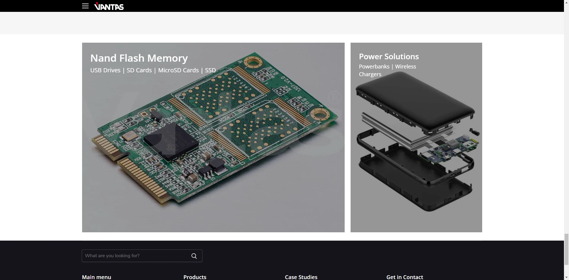 Vantastek SSD and Power Solutions section Implementation Screenshot
