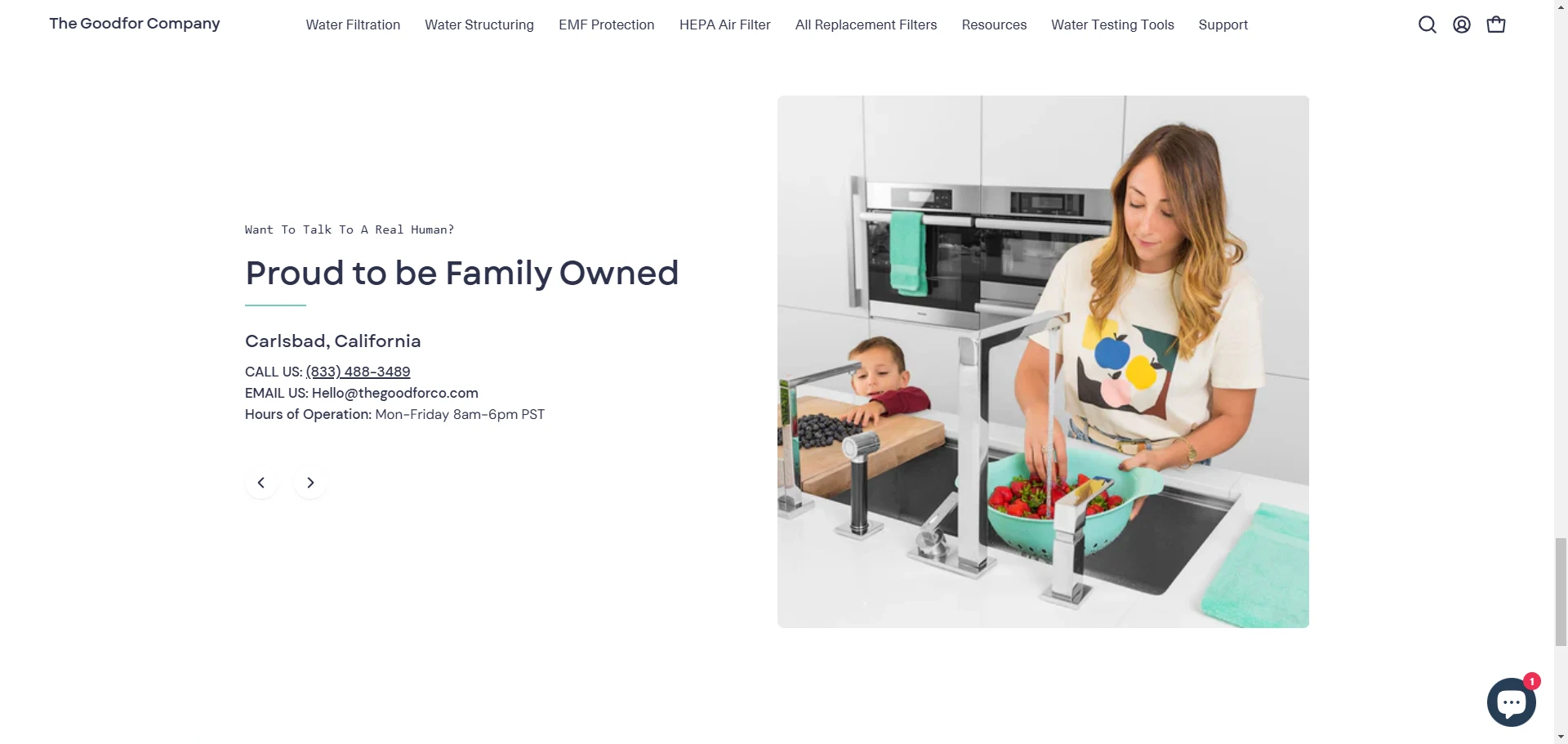 The Good For Co. Proud to be Family Owned Section Implementation Screenshot