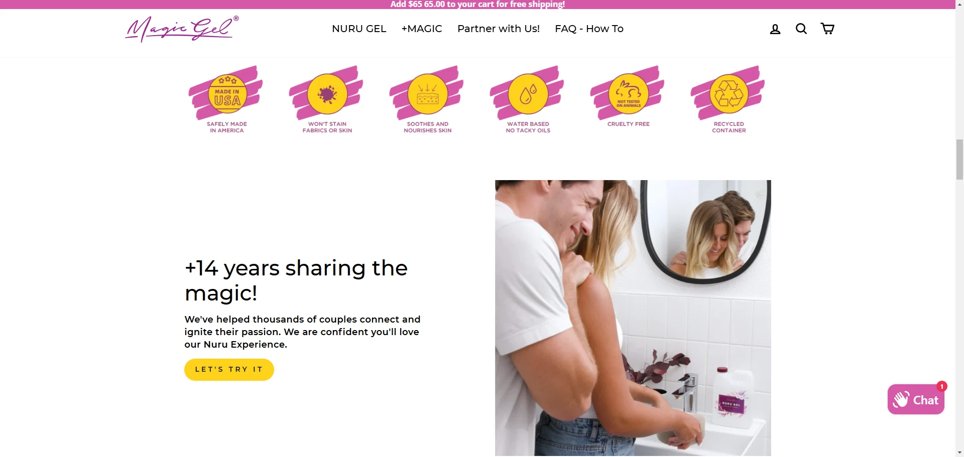 MagicGel HomePage Implementation Screenshot