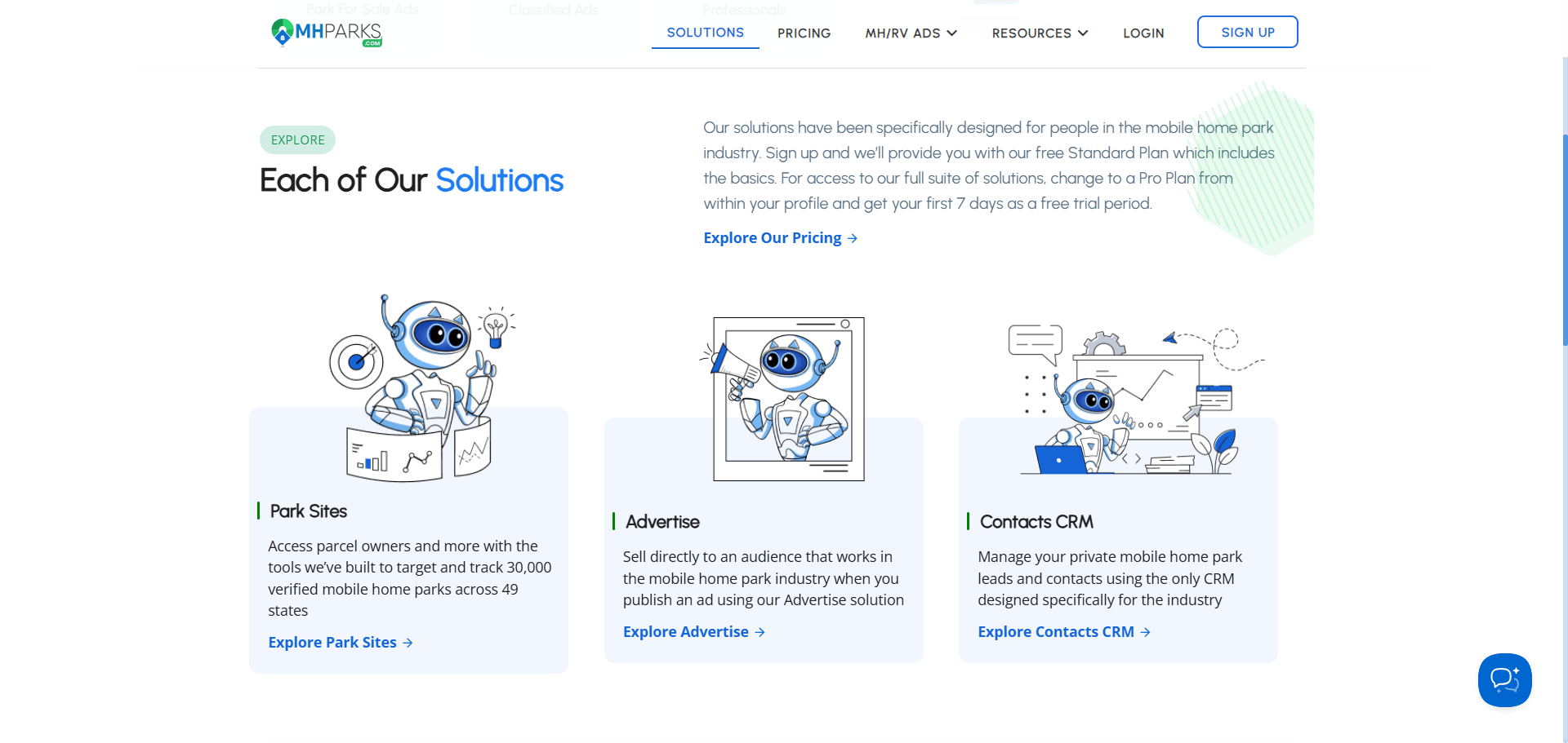MHParks Solutions Page Implementation Screenshot