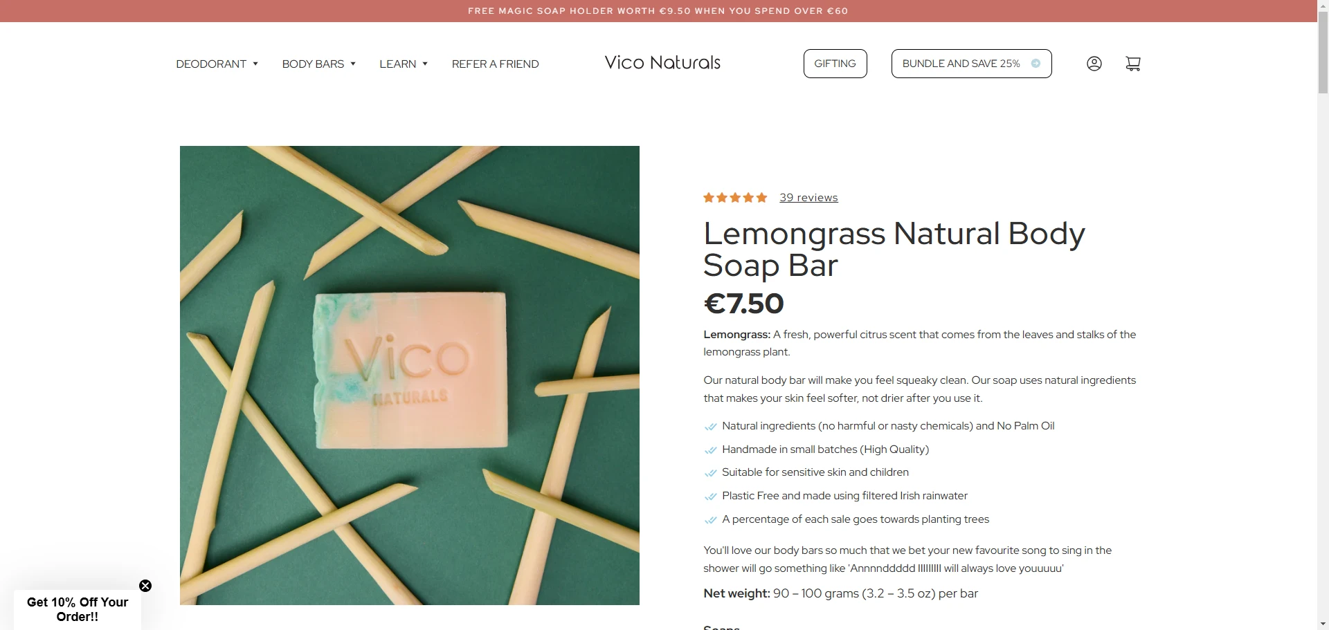 VICODEO Vico-Lemongrass-Natural-Body-Soap-Bar Product Page Implementation Screenshot