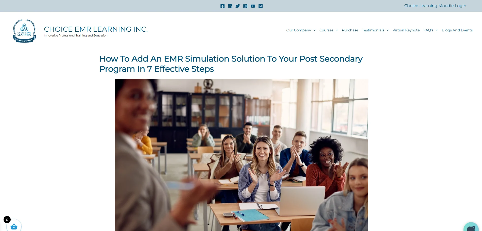 Choice EMR Learning Inc Simulation Page Implementation Screenshot