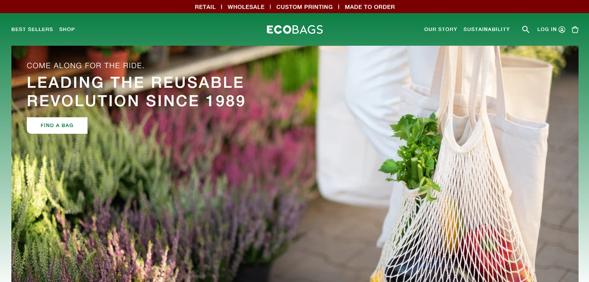 Ecobags HomePage Implementation Screenshot
