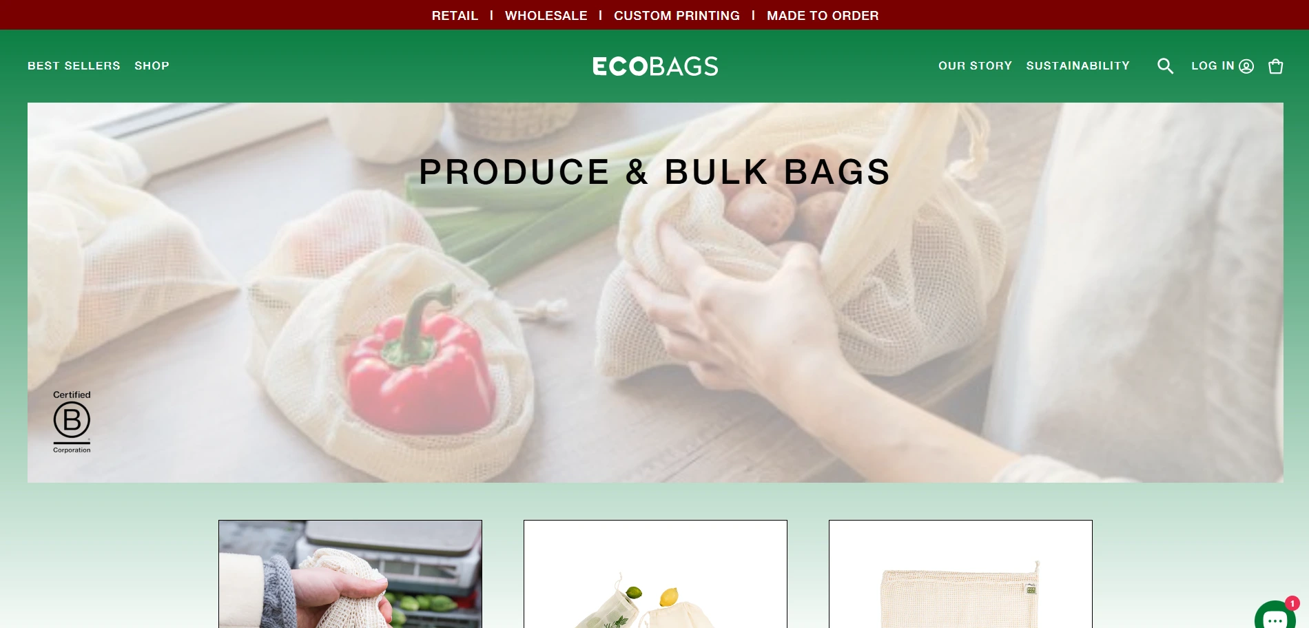 Ecobags Collection page Implementation Screenshot