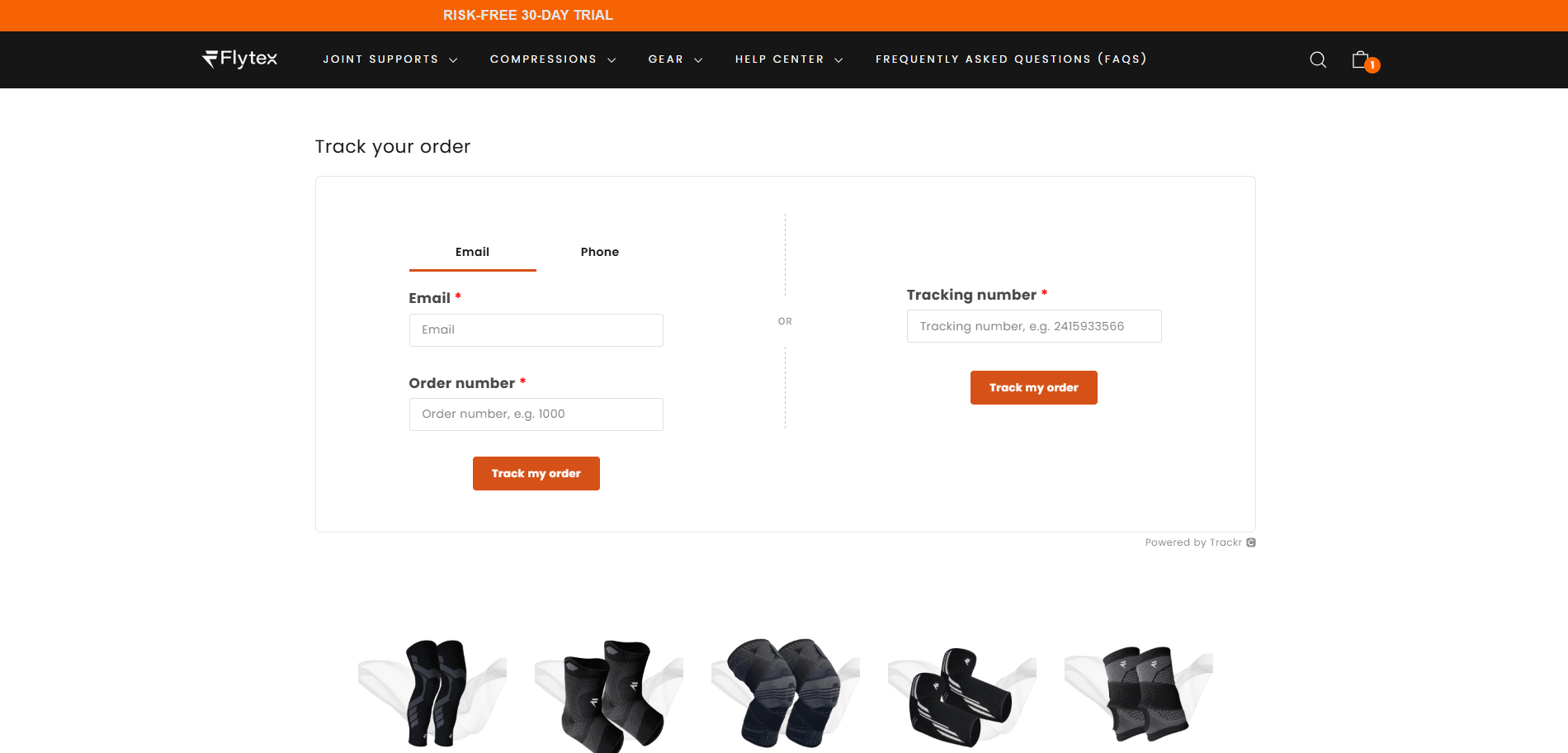 Getflytex Track your order section Implementation Screenshot