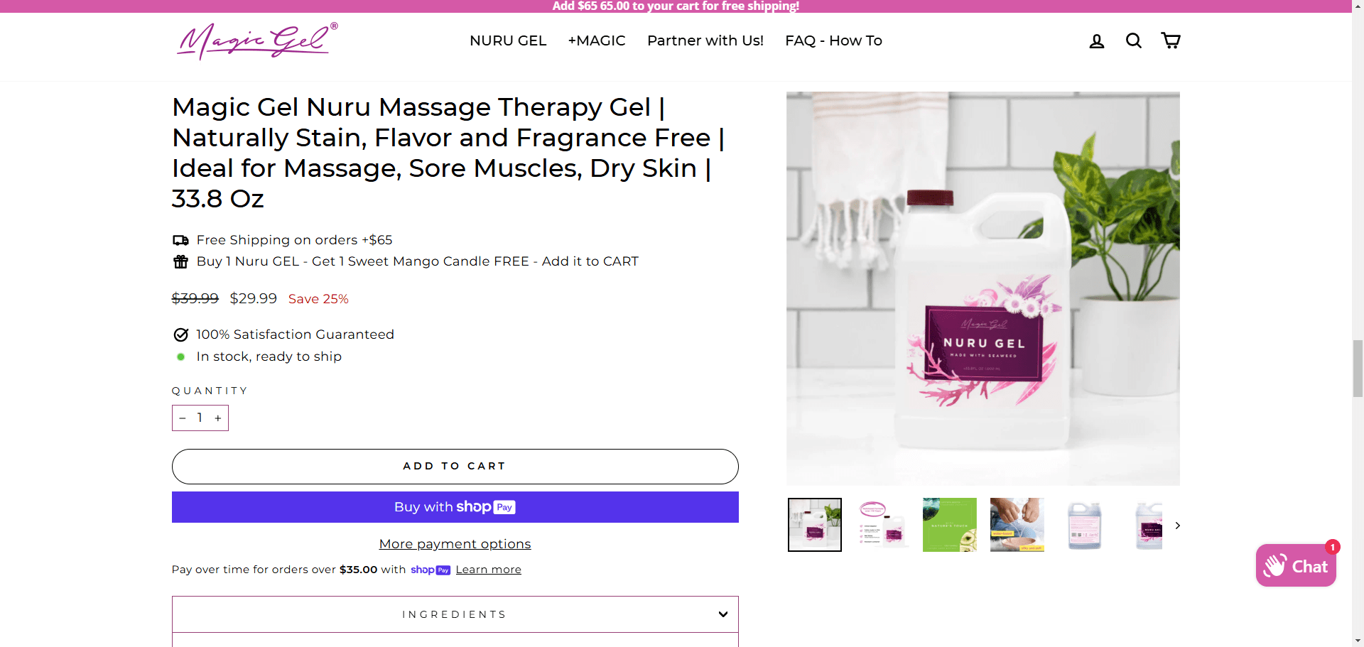 MagicGel Therapy Gel Product Page Implementation Screenshot