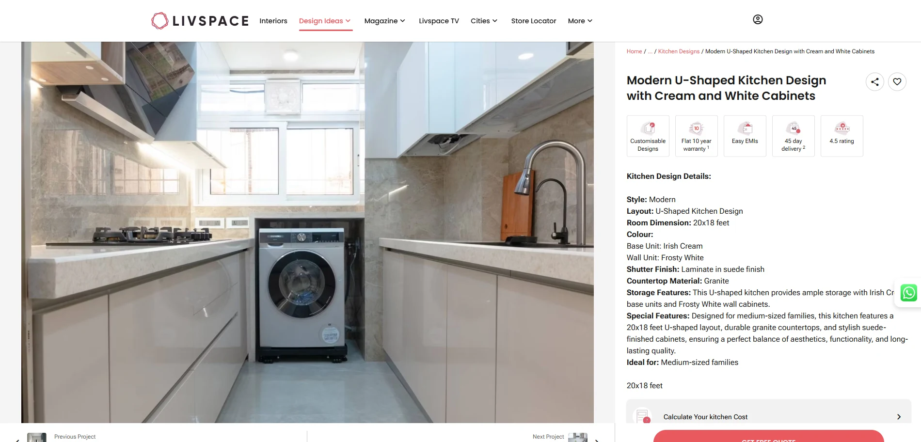 Live Space Product page Implementation Screenshot