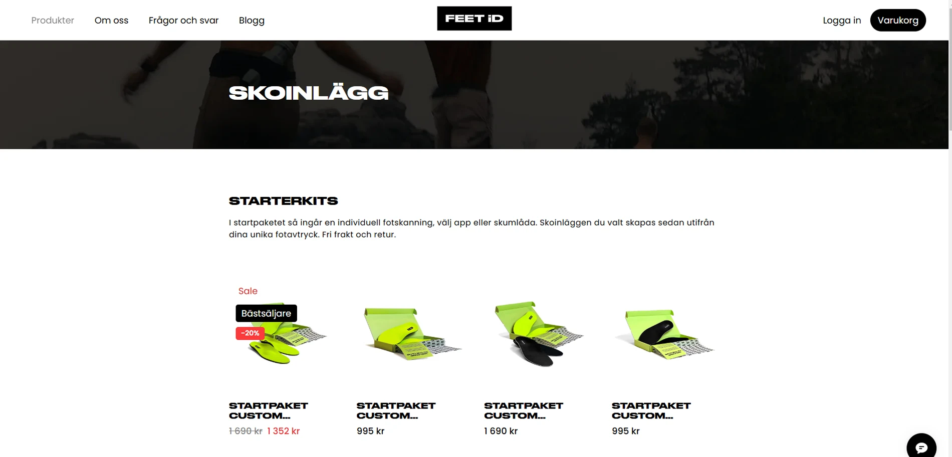 FEET iD shoe insoles page Implementation Screenshot