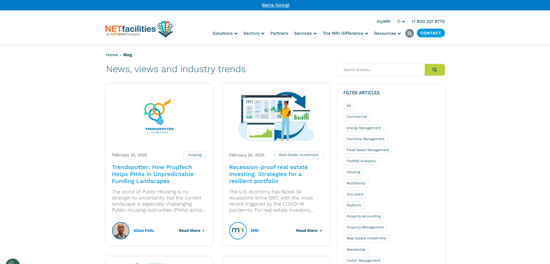 Netfacilities Blog Page Implementation Screenshot