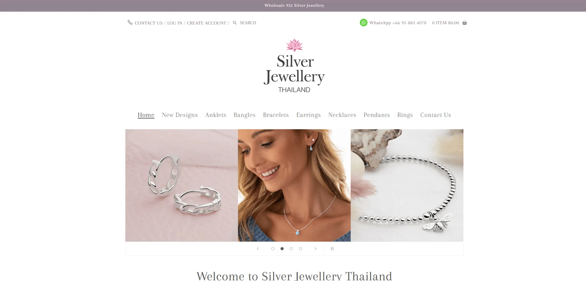 Silver Jewellery Thailand Homepage Implementation Screenshot