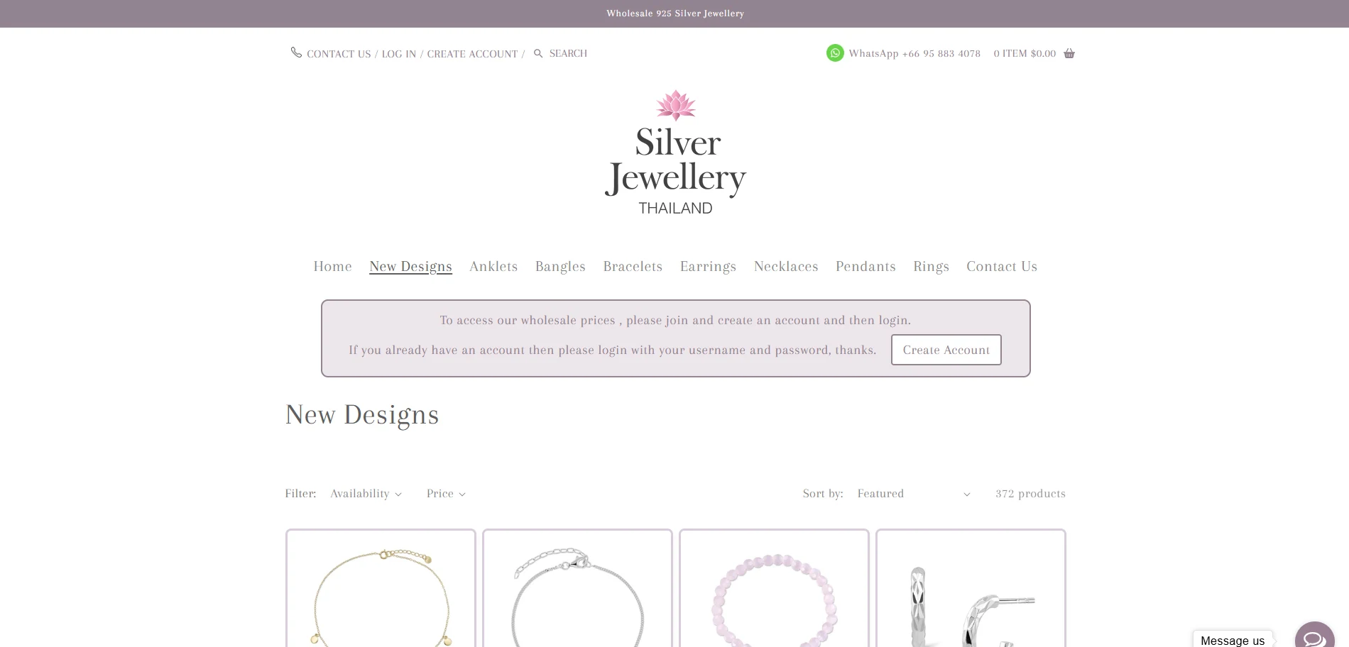 Silver Jewellery Thailand New design collection page Implementation Screenshot