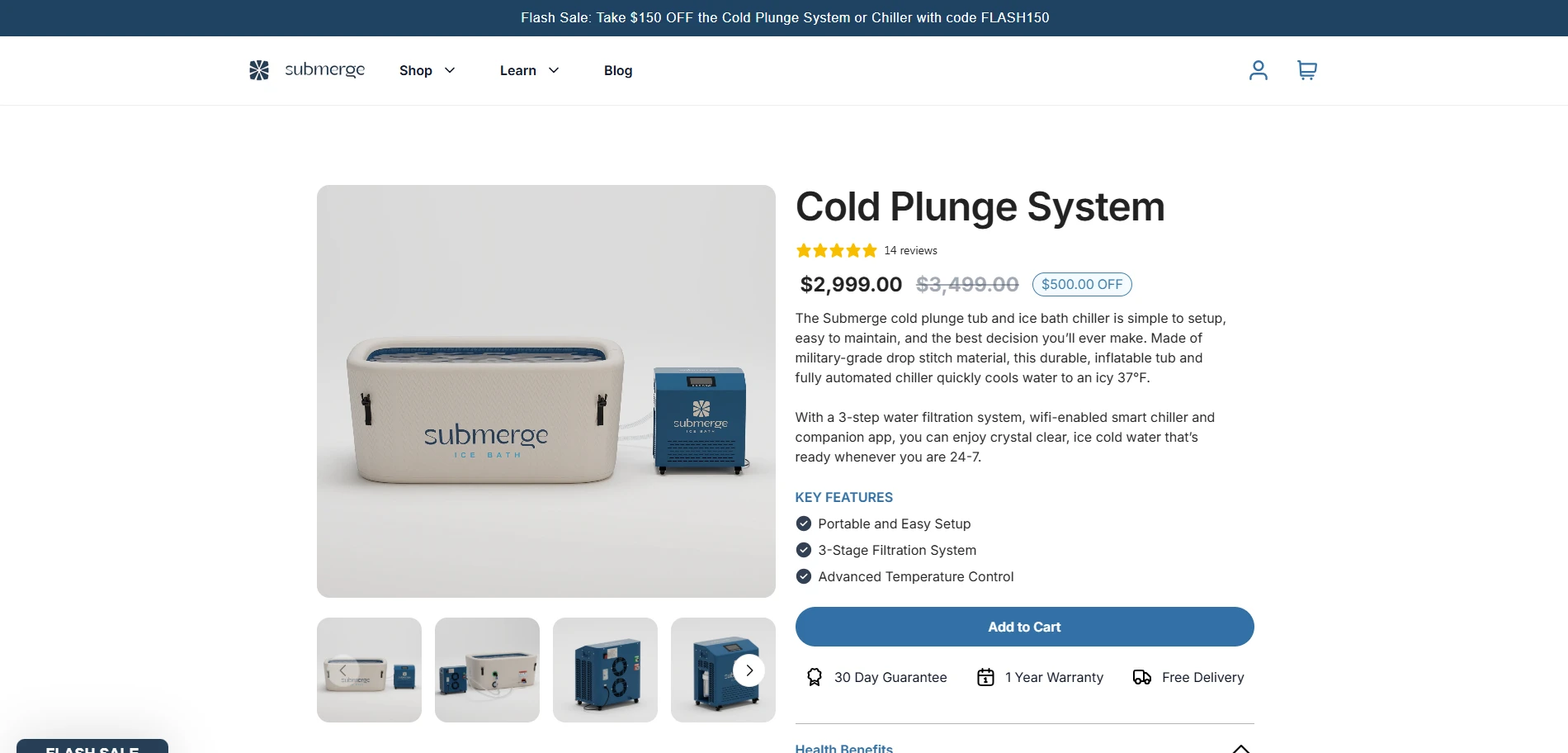 Submerge Ice Bath Cold Plunge System product Implementation Screenshot