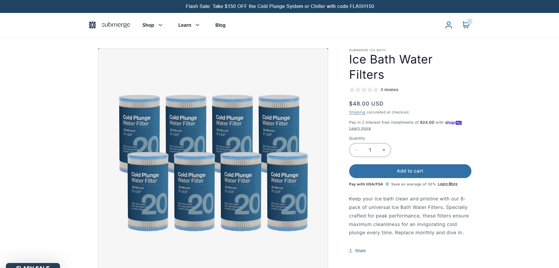 Submerge Ice Bath Product Page Implementation Screenshot