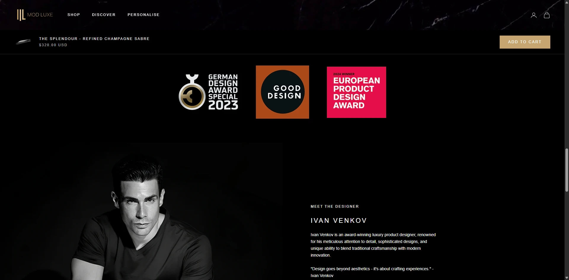 Mod Luxe face page Implementation Screenshot