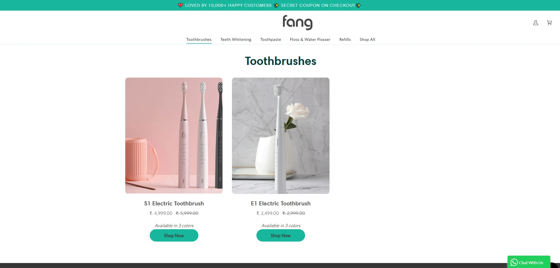 Fangoral Toothbrushes Implementation Screenshot