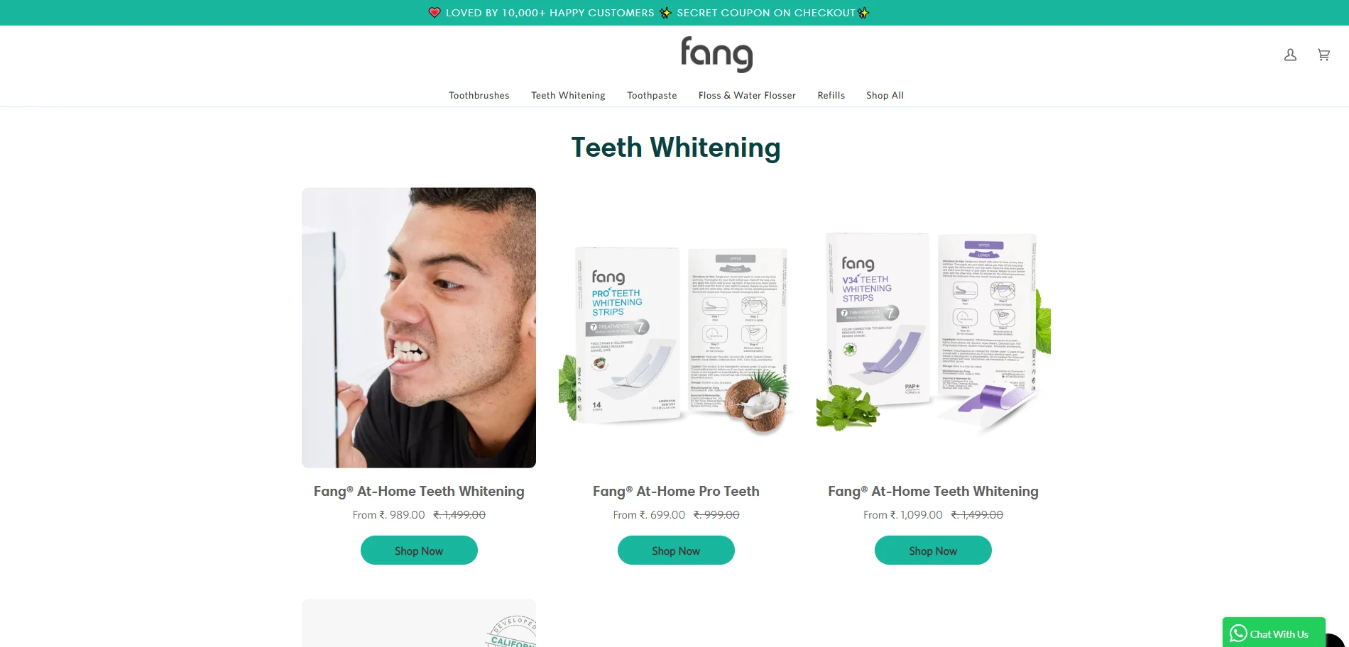 Fangoral Teeth Whitening Implementation Screenshot