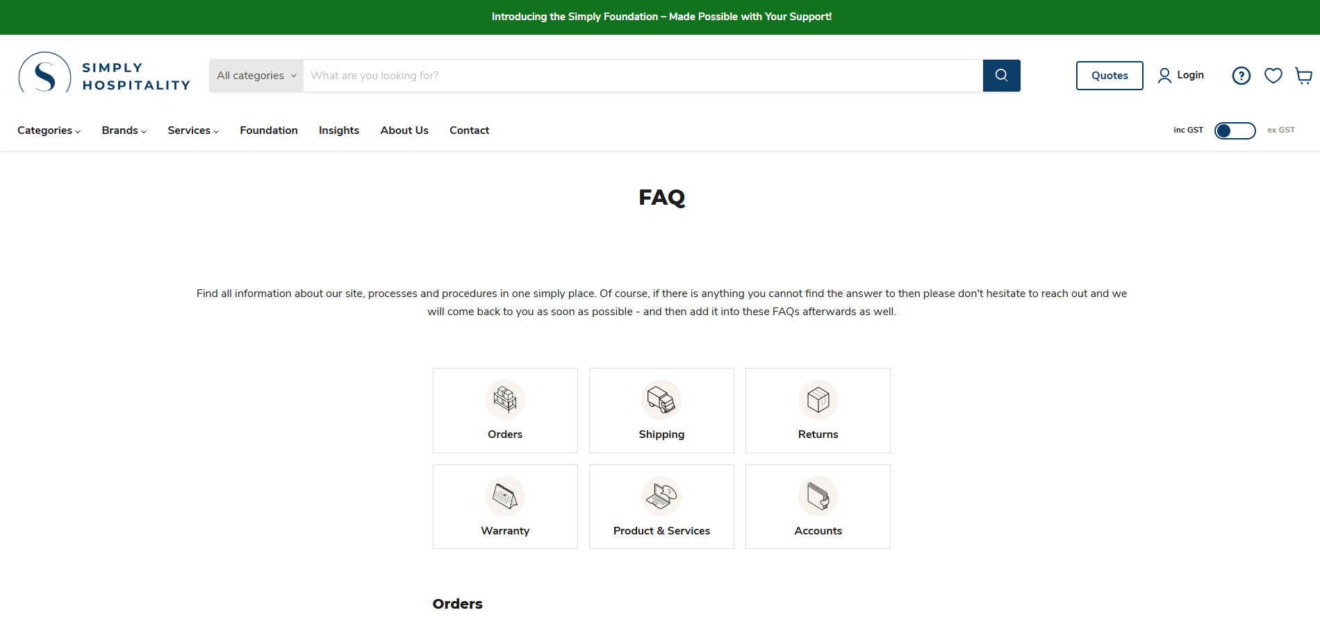 Simplyhospitality FAQ Page Implementation Screenshot