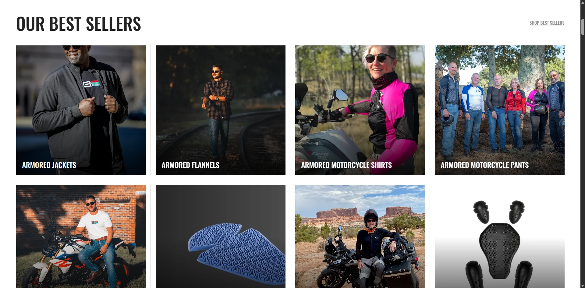 Bohn body armor bestsellor-section homepage Implementation Screenshot