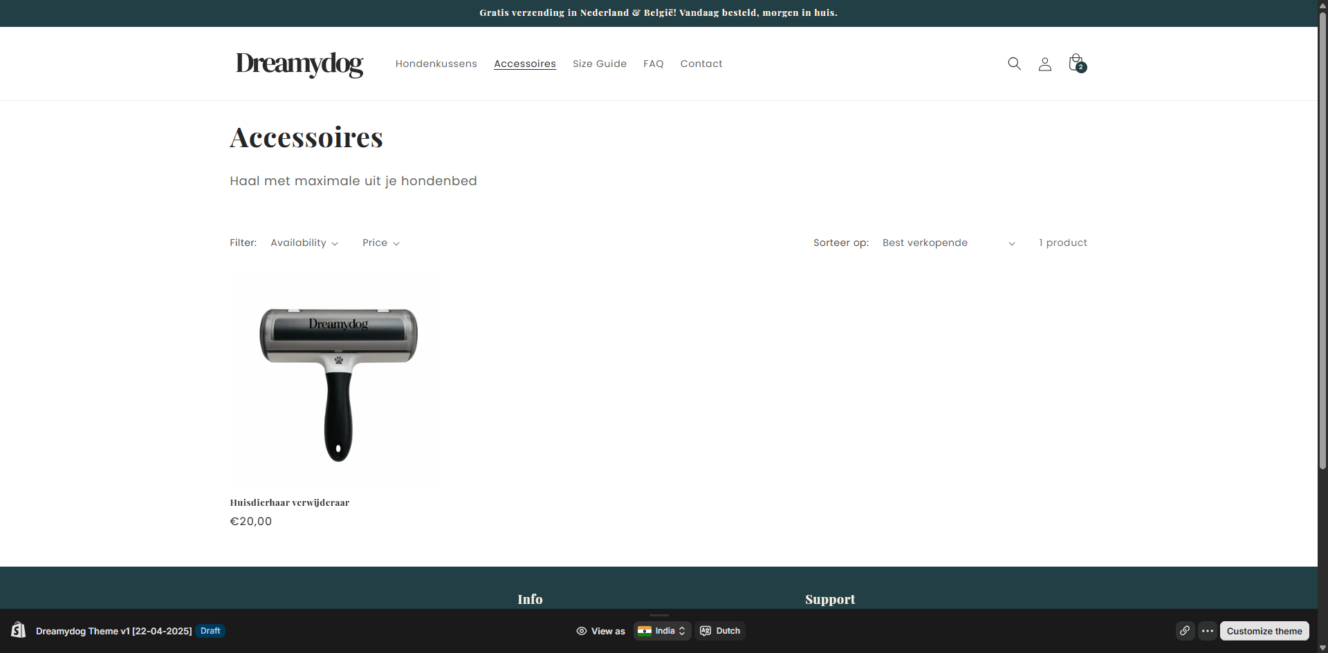 Dreamydog collection page Implementation Screenshot