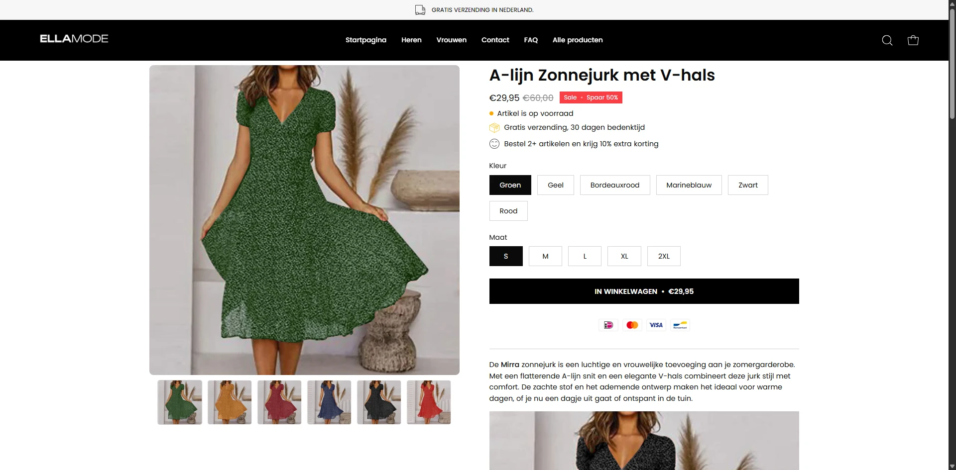 ellamode Product Page Implementation Screenshot
