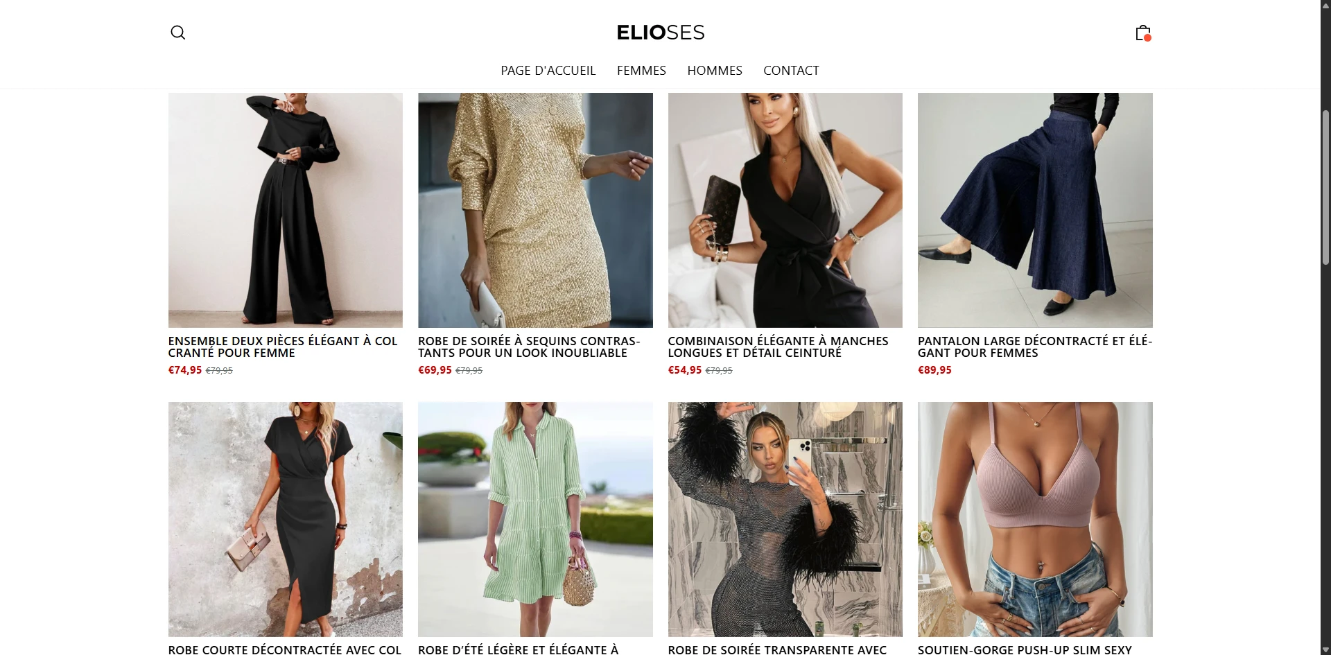 Elioses Women Collection page Implementation Screenshot