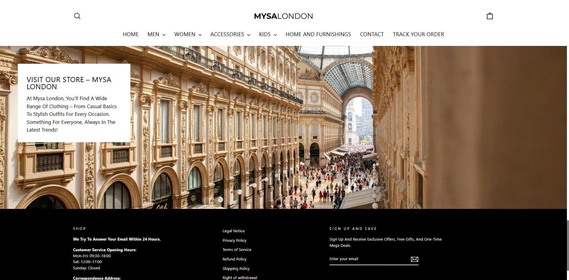 Mysa-london Homepage Casual Basics To Stylish Outfits Implementation Screenshot