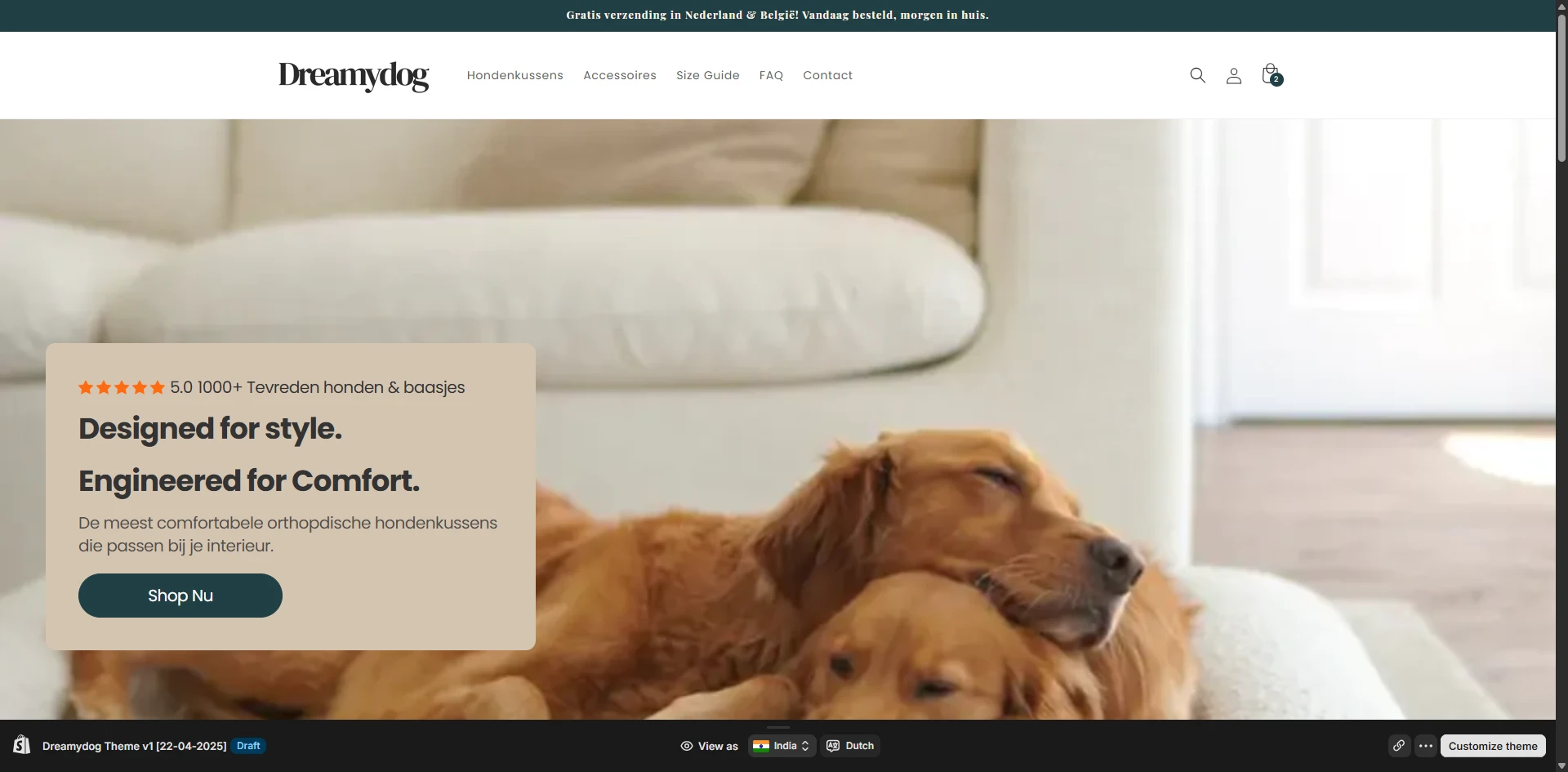 Dreamydog Homepage Implementation Screenshot