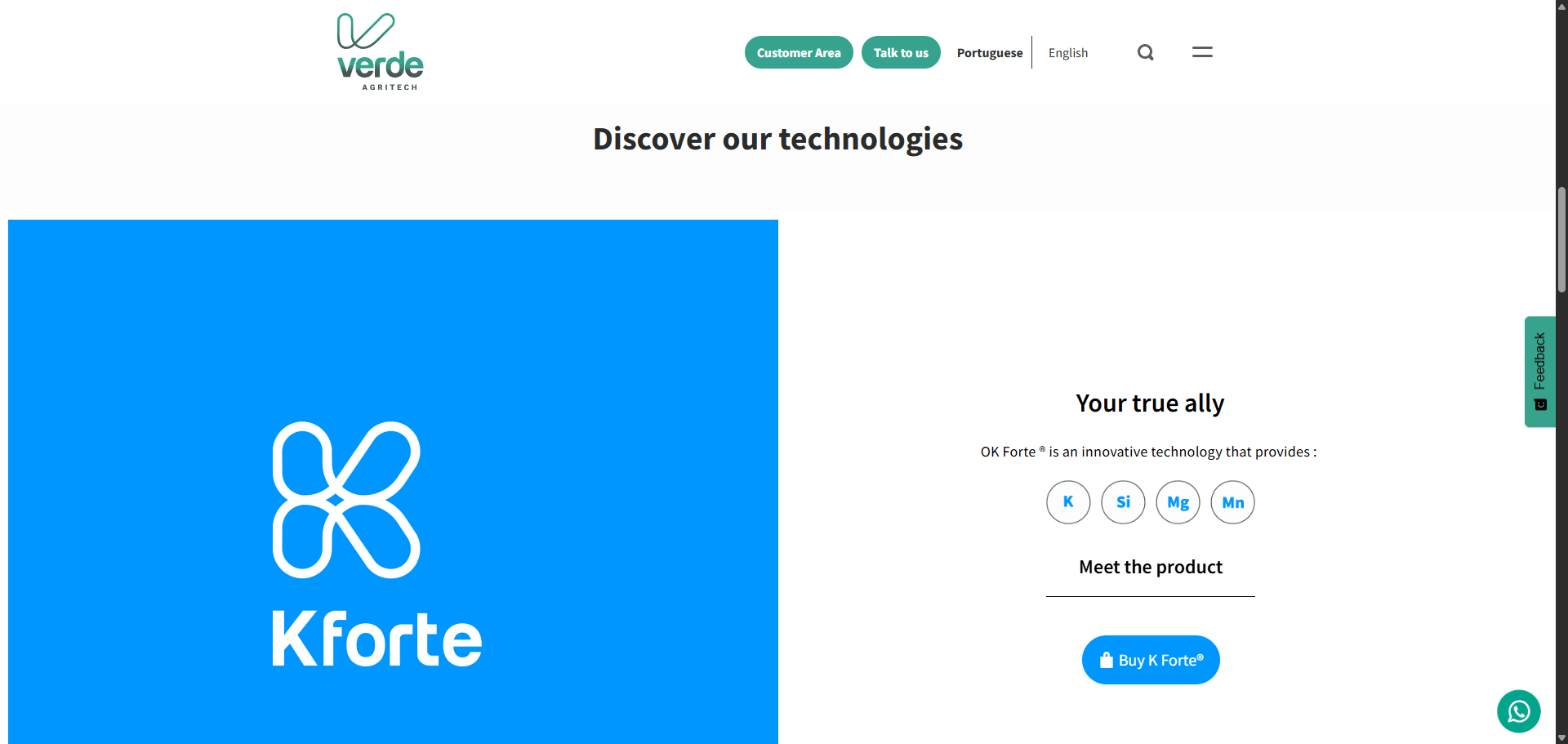 Verde AgriTech Your true ally section Implementation Screenshot