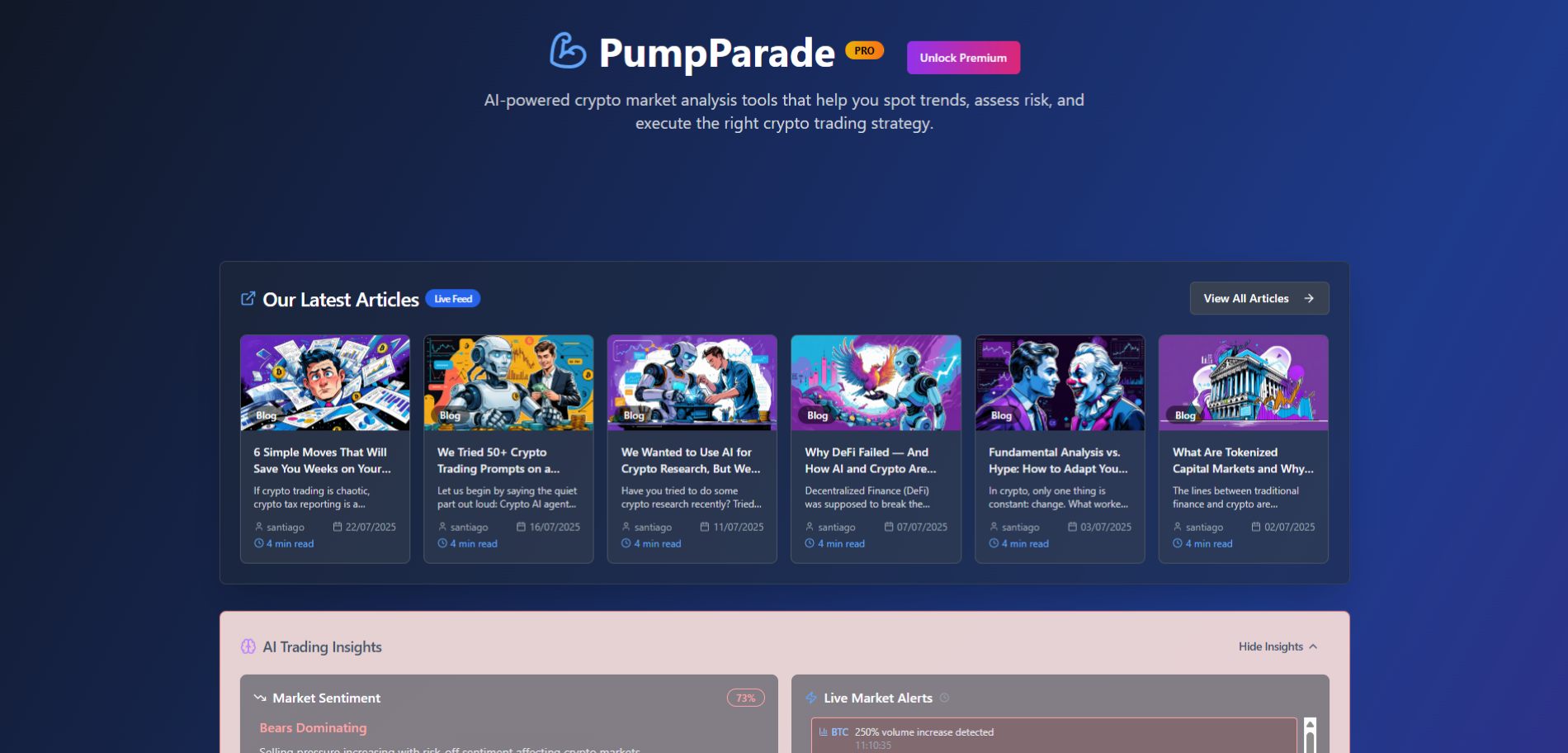 PumpParade Homepage Implementation Screenshot